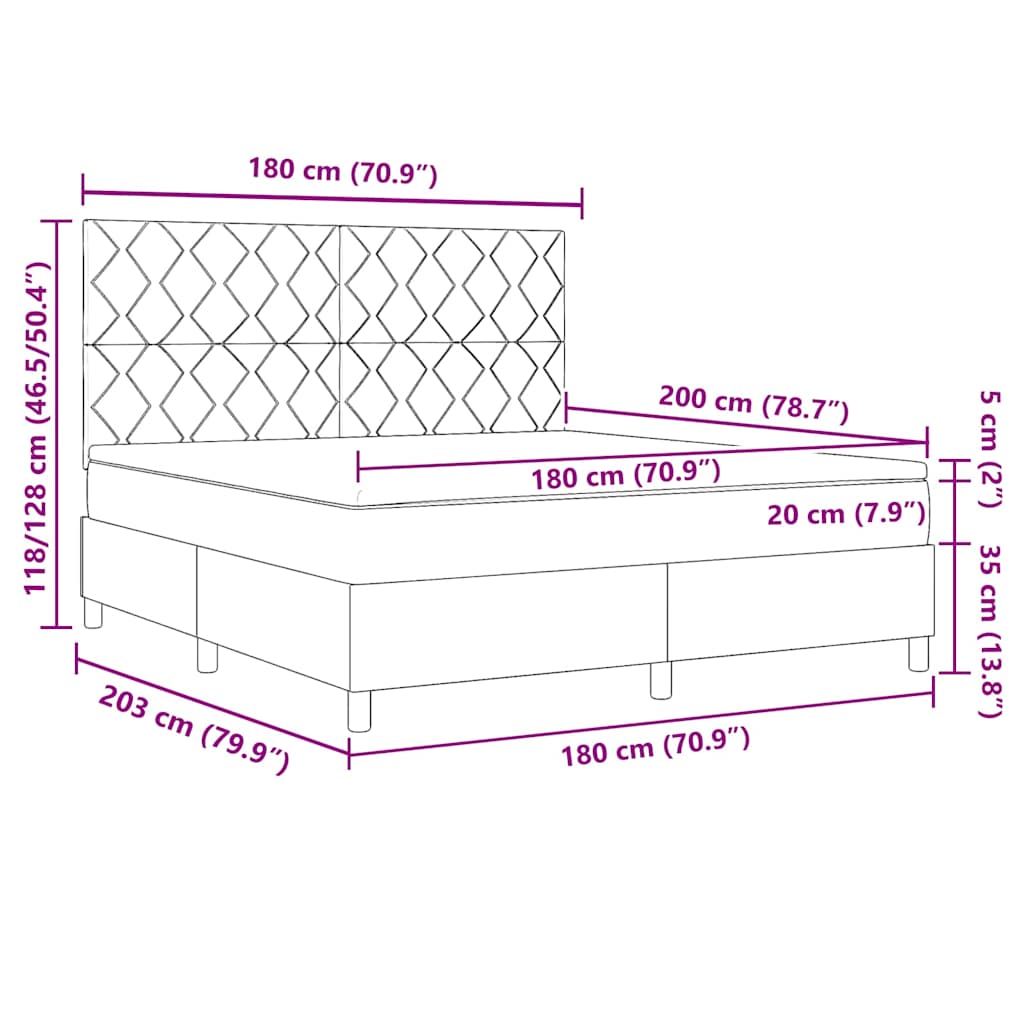 vidaXL Boxspringbett mit Matratze Dunkelgrün 180 x 200 cm Stoff