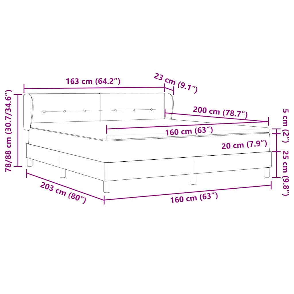 Boxspringbett mit Matratze Dunkelbraun 160 x 200 cm Stoff