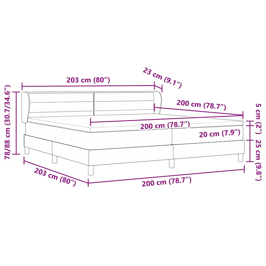 Boxspringbett mit Matratze Hellgrau 200 x 200 cm Stoff