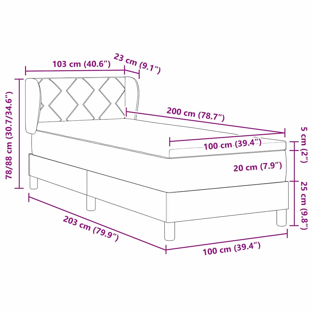 vidaXL Boxspringbett mit Matratze Dunkelgrün 100 x 200 cm Samt