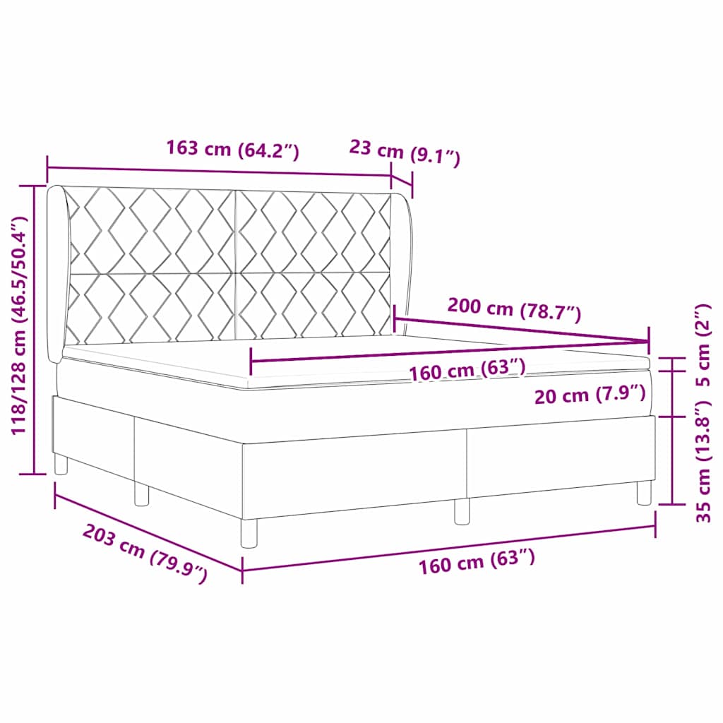 vidaXL Boxspringbett mit Matratze Dunkelgrau 90x190 cm Schwarz Stoff