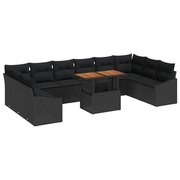 vidaXL Salon de jardin avec coussins 11 pcs Noir et marron