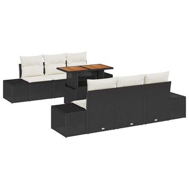 vidaXL Salon de jardin avec coussins 7 pcs Noir et crème