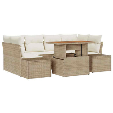 vidaXL Salon de jardin avec coussins 7 pcs Beige et Crème