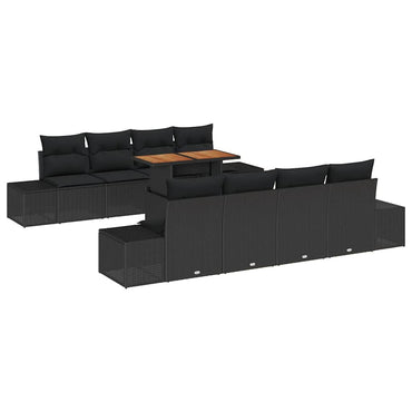 vidaXL Salon de jardin avec coussins 9 pcs Noir et marron
