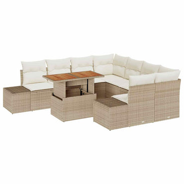 vidaXL Salon de jardin avec coussins 9 pcs Beige et crème