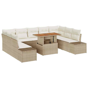 vidaXL Ensemble de salle à manger de jardin avec coussins 10 pcs Beige et Crème