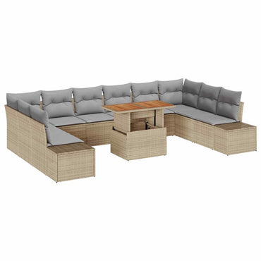 vidaXL Garten-Sofa-Set mit Kissen mit Kissen 11 pcs Beige und Grau