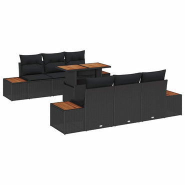 vidaXL Garten Essgruppe mit Kissen 7 pcs Schwarz und Braun