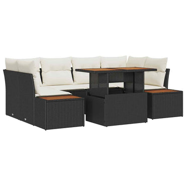 vidaXL Garten Essgruppe mit Kissen 9 pcs Schwarz und Beige