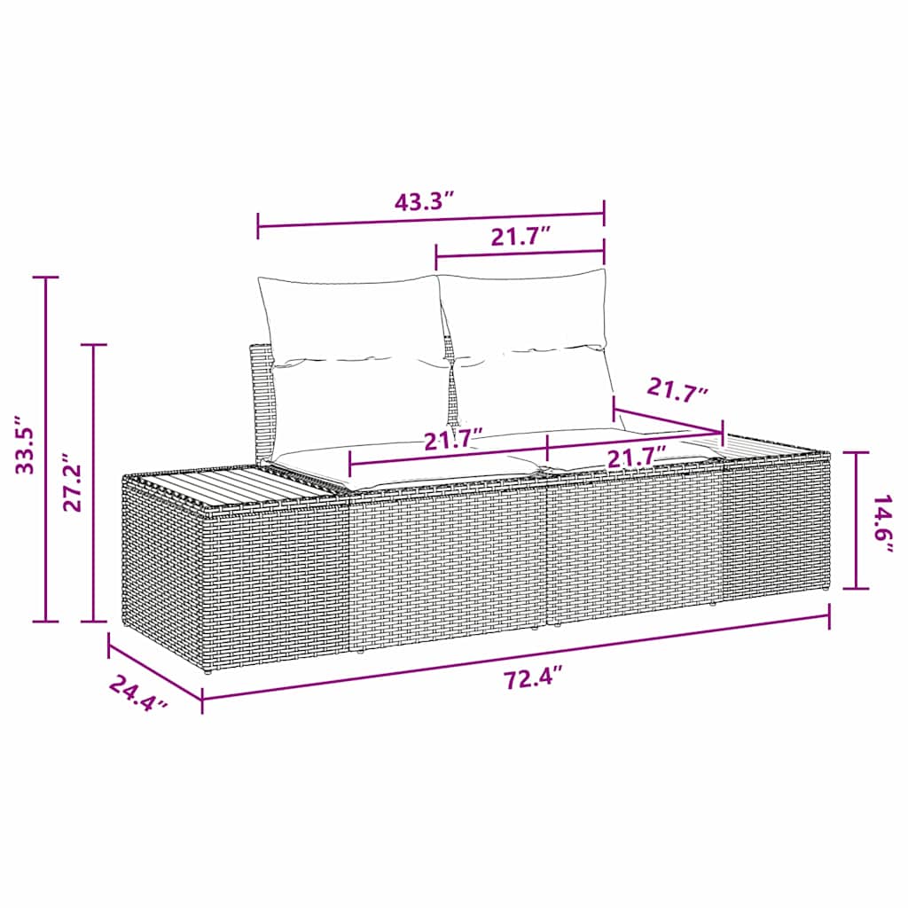 vidaXL Garten Essgruppe mit Kissen 9 pcs Schwarz und Beige
