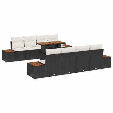 vidaXL Garten Essgruppe mit Kissen 9 pcs Schwarz und Beige