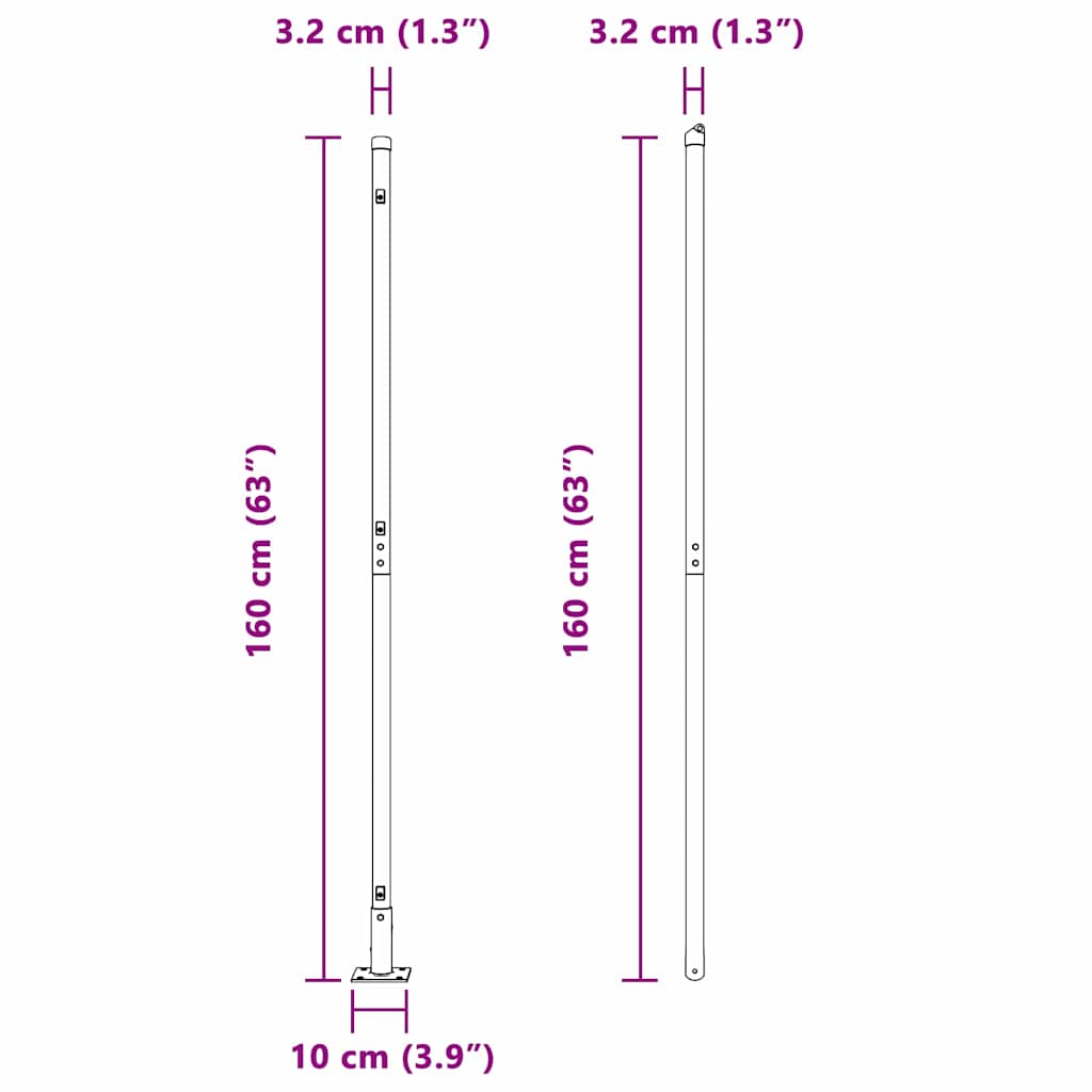 Zaunpfosten 52 pcs Grau 3,2 x 3,2 x 160 cm