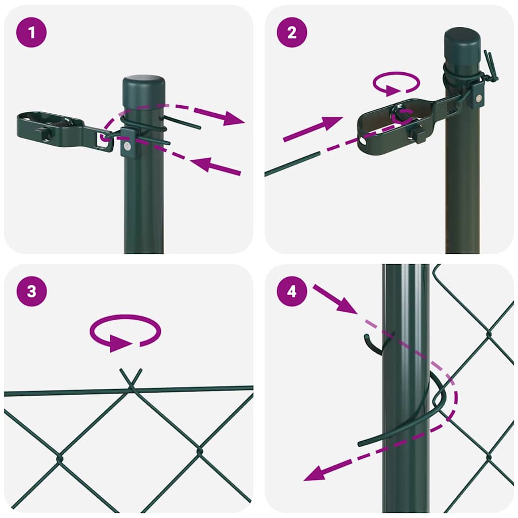 vidaXL Zaunpfosten Grün 25 x 1 m (40 x 40 mm Maschen) Stahl und PVC