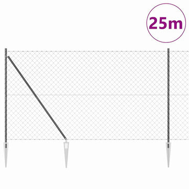 vidaXL Zaunpfosten Grau 25 x 1,6 m (60 x 60 mm Gewebe) Stahl und PVC
