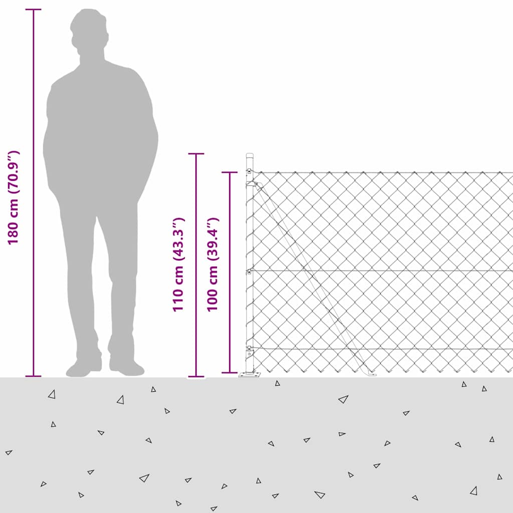 vidaXL Zaunpfosten Grün 10 x 1 m (60 x 60 mm Maschen) Stahl und PVC