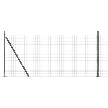 vidaXL Zaun mit Pfosten Grau 0,8 x 25 m Stahl und PVC