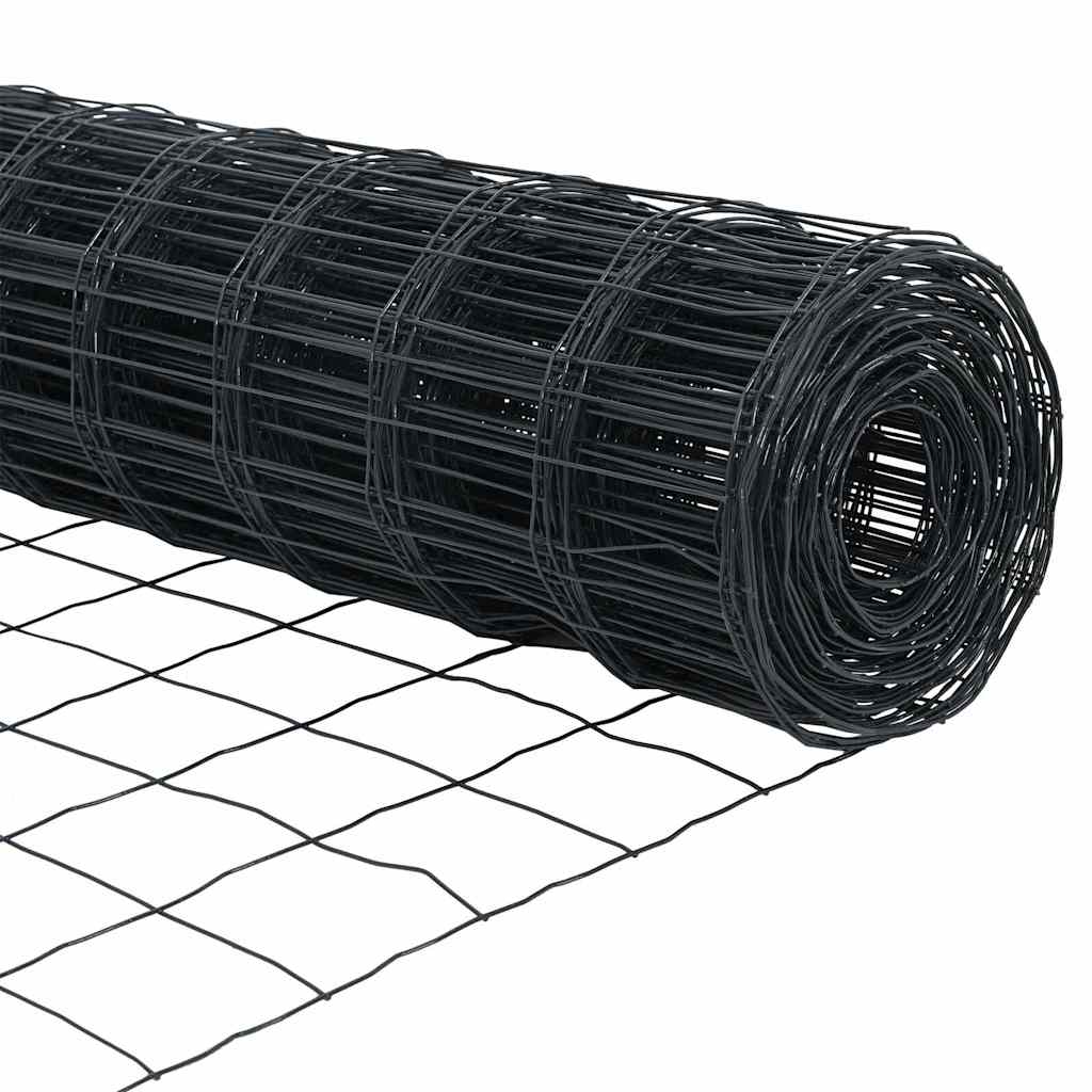 vidaXL Zaun mit Pfosten Grau 0,4 x 50 m Stahl und PVC