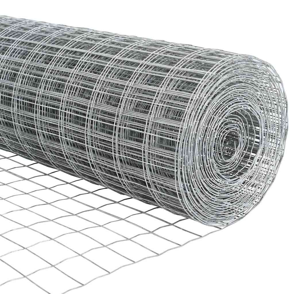 vidaXL Zaun mit Pfosten Silber 0,6 x 25 m Stahl