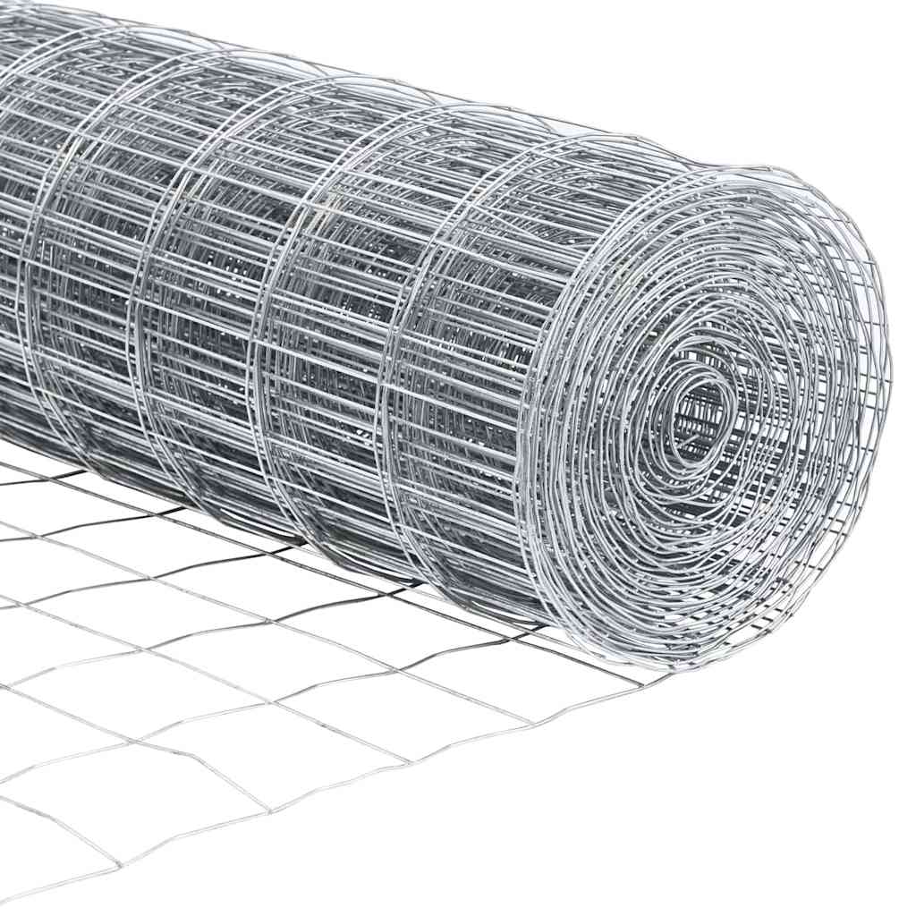 vidaXL Zaun mit Pfosten Silber 0,6 x 50 m Stahl