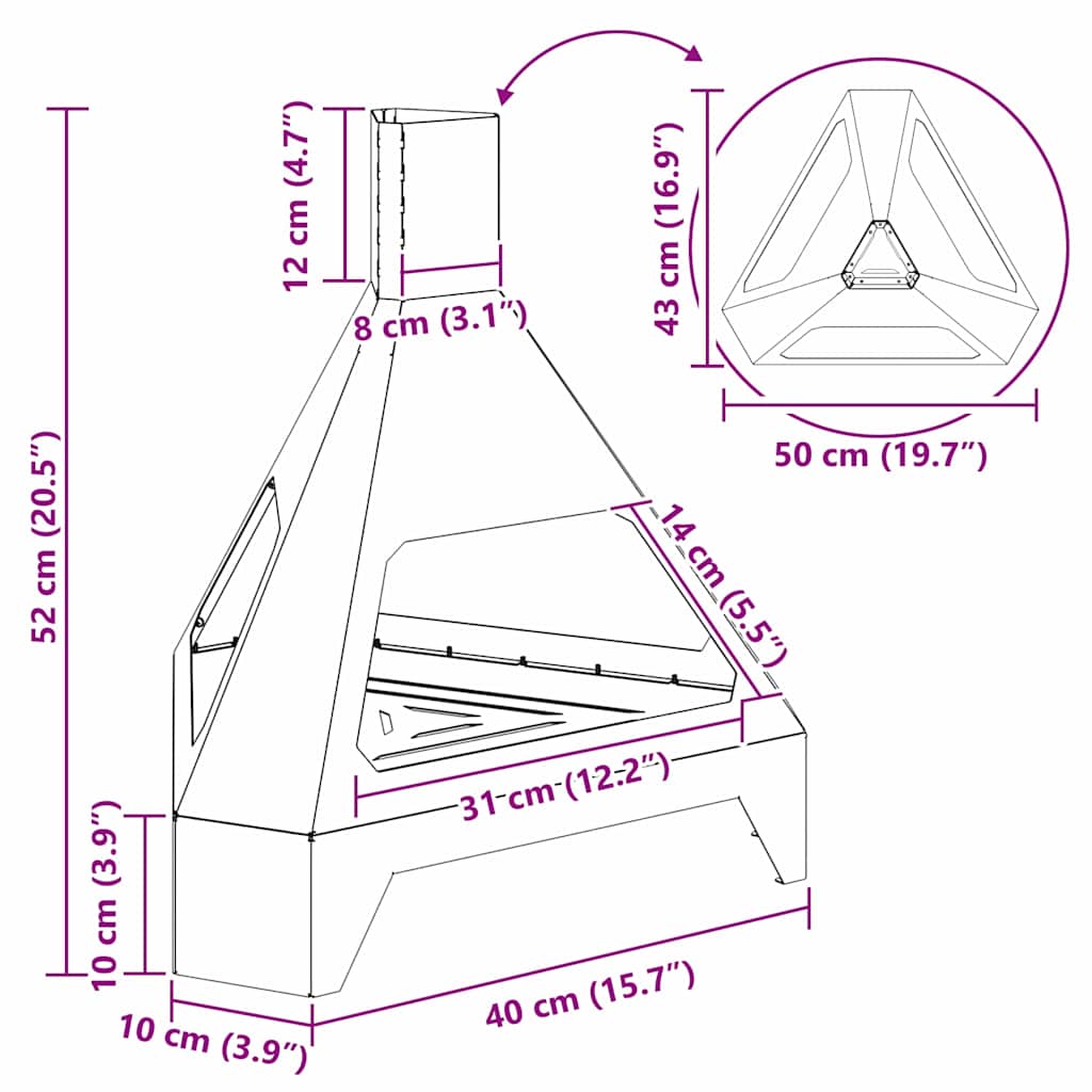 Feuerstelle Schwarz 50 x 43 x 52 cm Stahl
