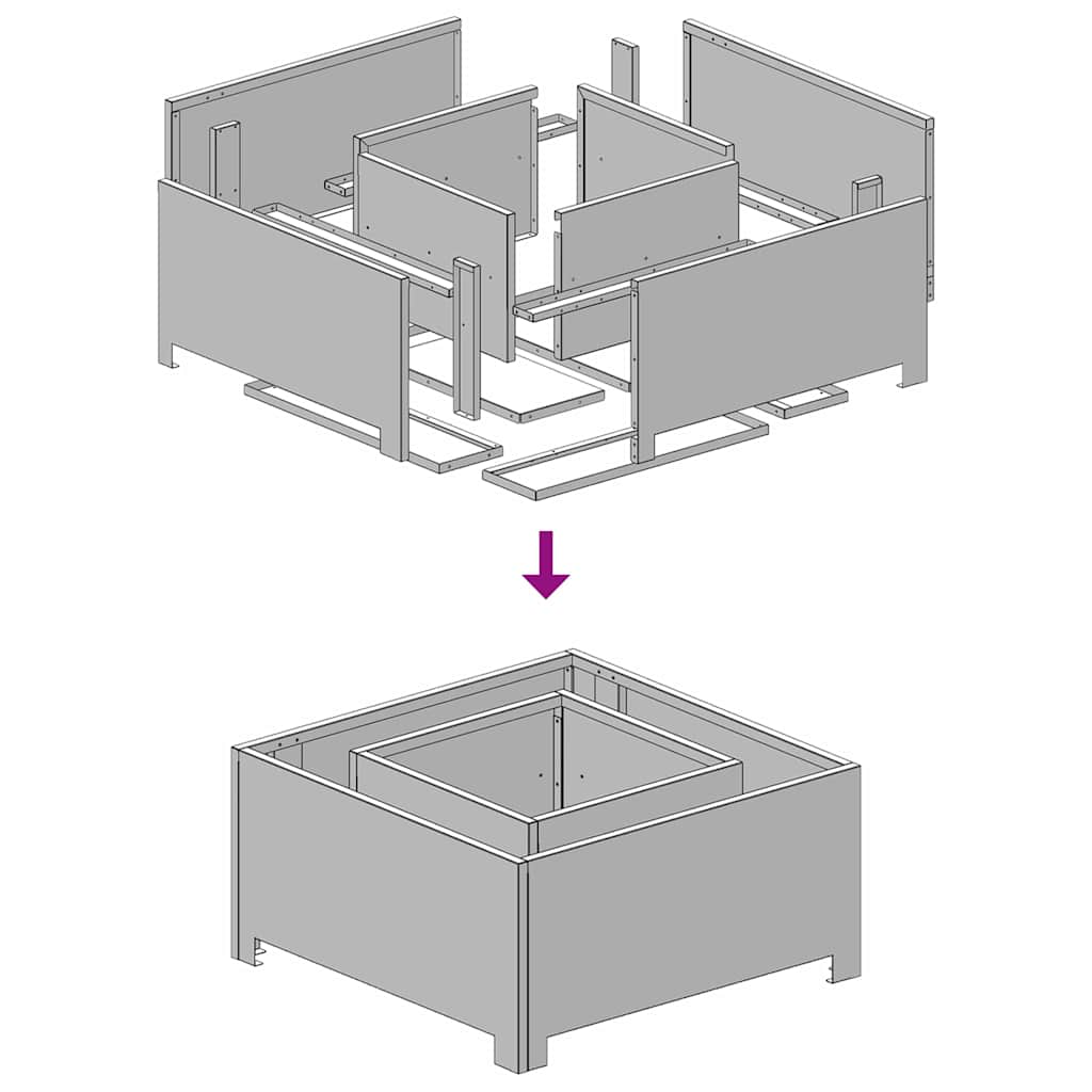 Feuerstelle Braun 60 x 60 x 30 cm Wetterfeststahl