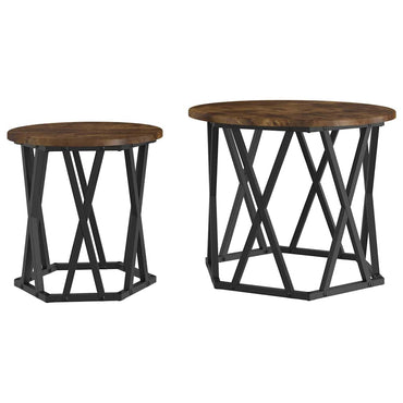 vidaXL Tables d'appoint 2 pcs Chêne fumé Bois d'ingénierie et Acier