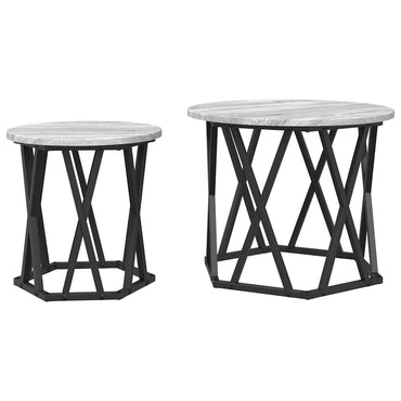 vidaXL Tables d'appoint 2 pcs Bois d'ingénierie Sonoma gris et acier