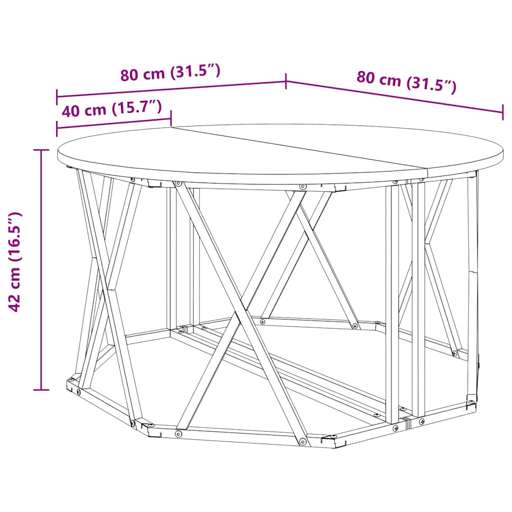 Couchtisch Graues Sonoma 80 x 80 x 42 cm