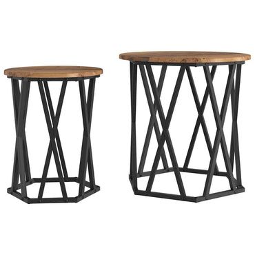 vidaXL Couchtisch 2 pcs Altholz Ingenieure Holz und Stahl