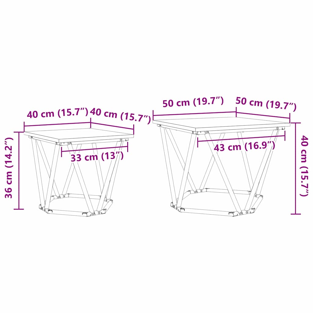 vidaXL Beistelltisch-Set 2 pcs Sonoma-Eiche Ingenieure Holz und Stahl