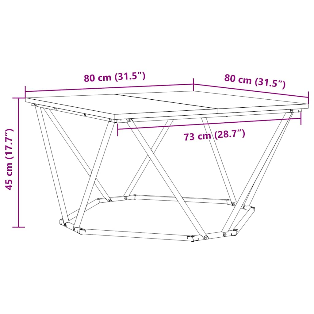 vidaXL Couchtisch Geräucherte Eiche 80 x 80 x 45 cm