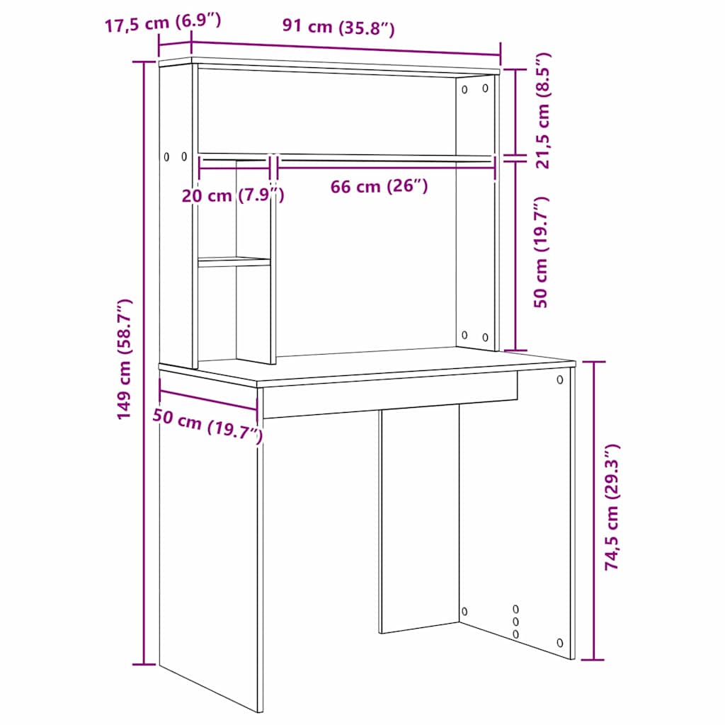 vidaXL Schreibtisch Beton Grau 91 x 50 x 149 cm Holzwerkstoff