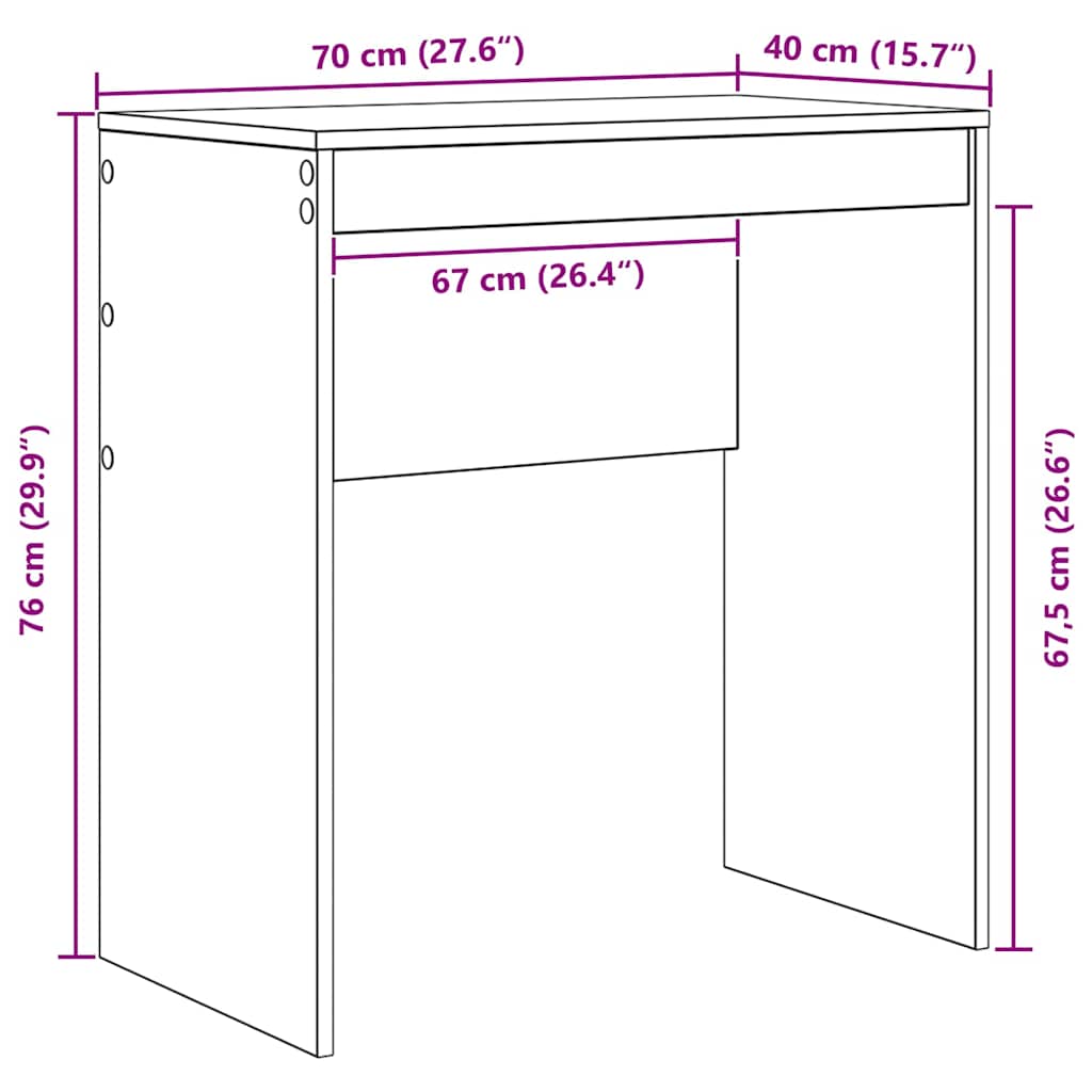 vidaXL Schreibtisch Sonoma-Eiche 70 x 40 x 76 cm Holzwerkstoff