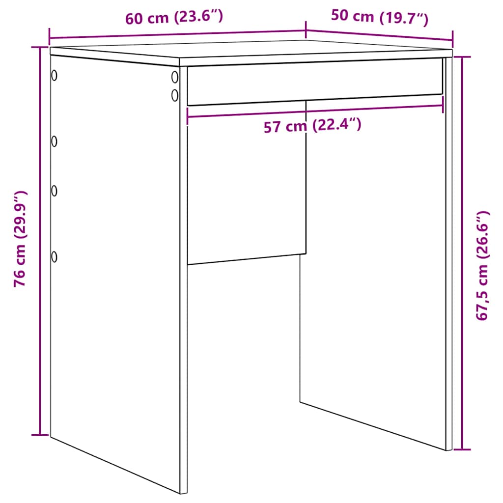 vidaXL Schreibtisch Geräucherte Eiche 60 x 50 x 76 cm