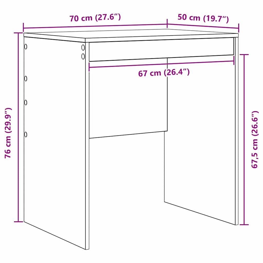 vidaXL Schreibtisch Geräucherte Eiche 70 x 50 x 76 cm