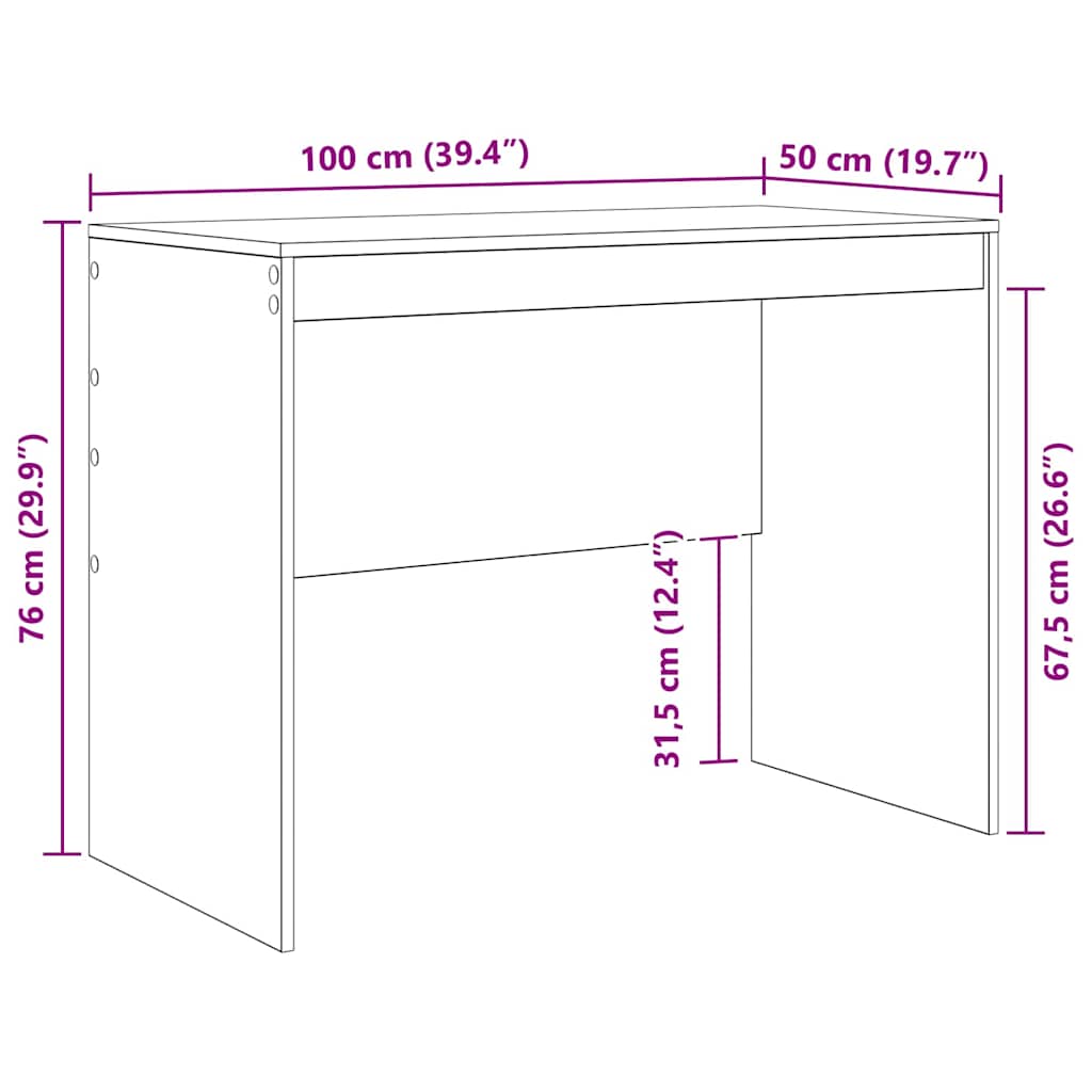 vidaXL Schreibtisch Schwarz Eichen-Optik 100 x 50 x 76 cm
