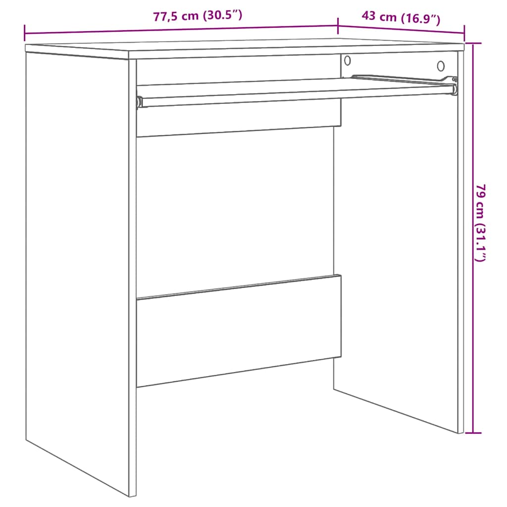vidaXL Schreibtisch Altholz 77,5 x 43 x 79 cm Holzwerkstoff