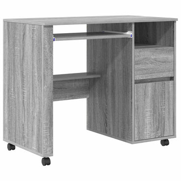 vidaXL Tisch mit Rädern Graues Sonoma 91 x 50 x 77 cm Holzwerkstoff