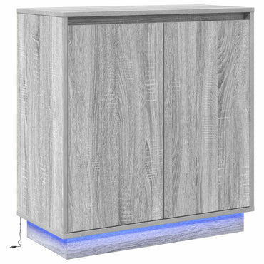 vidaXL LED-Sideboard Graues Sonoma 71 x 34,5 x 75 cm Holzwerkstoff