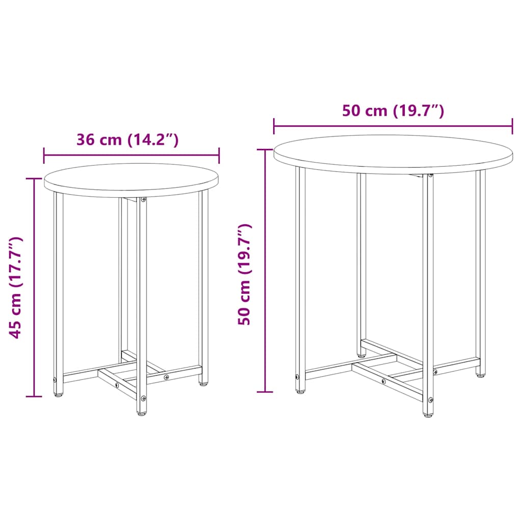 vidaXL Tables basses gigognes 2 pcs Chêne fumé et noir