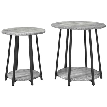 vidaXL Tables d'appoint avec étagère 2 pcs Gris Sonoma et Noir