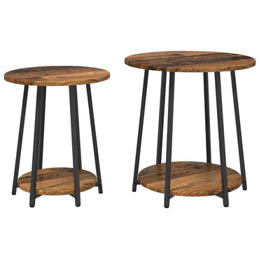 vidaXL Tables d'appoint avec étagère 2 pcs Bois de récupération et noir