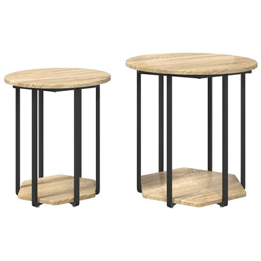 vidaXL Ensemble de tables d'appoint avec étagère 2 pcs Marron