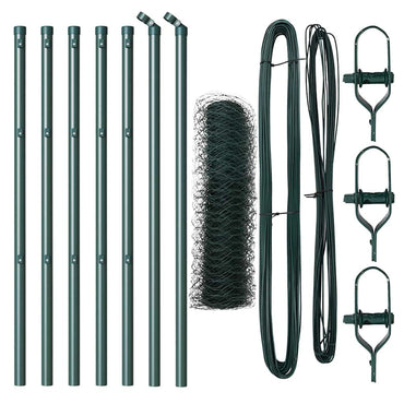 vidaXL Zaunpfosten Grün 10 x 0,5 m (50 mm Maschen) Stahl und PVC
