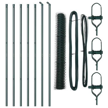 vidaXL Zaunpfosten Grün 10 x 1,2 m (36 mm Netz) Stahl und PVC