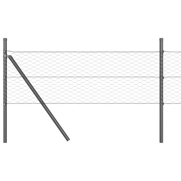 vidaXL Zaunpfosten Grau 10 x 0,5 m (36 mm Mesh) Stahl und PVC