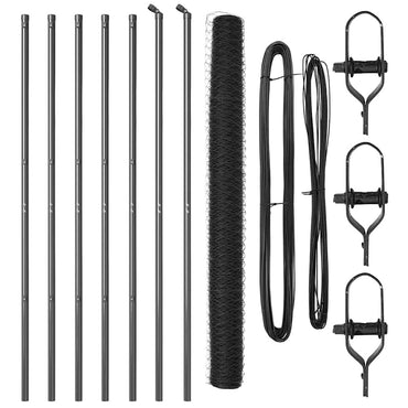 vidaXL Zaunpfosten Grau 10 x 1,5 m (36 mm Netz) Stahl und PVC