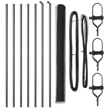vidaXL Zaunpfosten Grau 10 x 1,6 m (13 mm Netz) Stahl und PVC