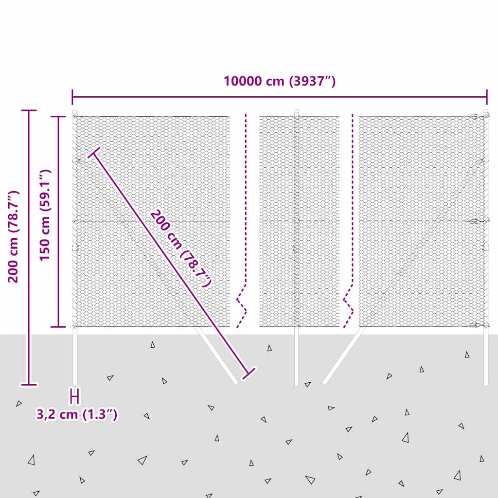 vidaXL Zaunpfosten Grau 100 x 1,5 m (25 mm Maschenweite) Stahl und PVC